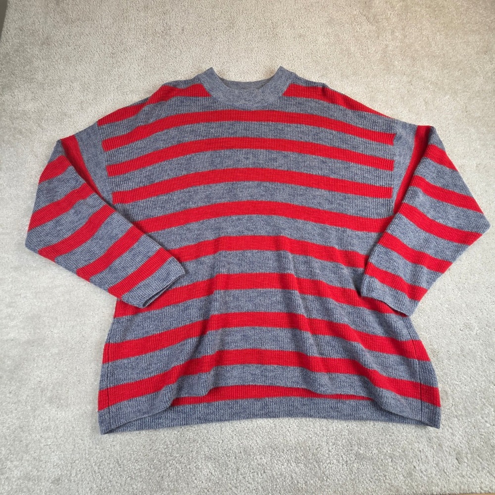 Free‎ People Beach Malibu Surf Sweater Red Grey Striped Women's M